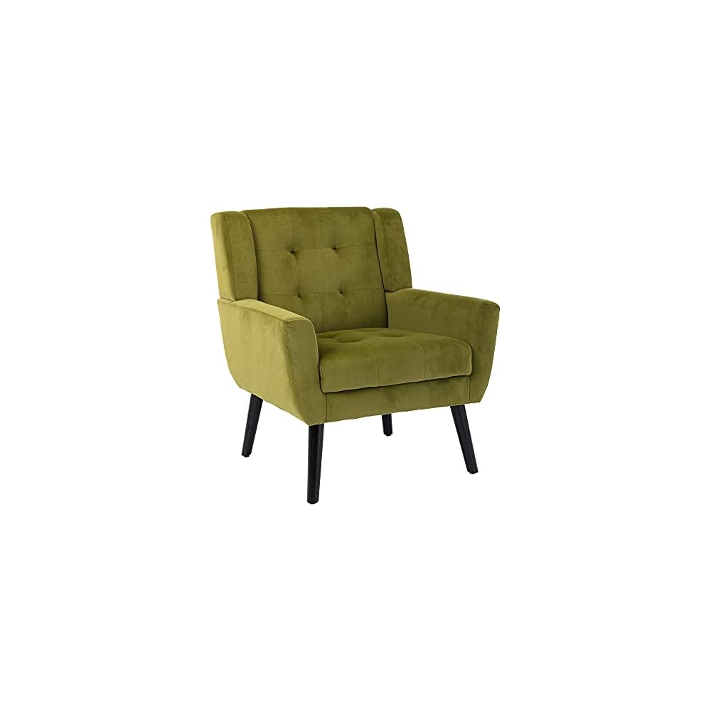 Armchair, Living Room Curved Back, Velvet Cushion, 250 Lbs Weight Capacity Ergonomics Accent Chair, Single Sofa for Bedroom 1 Upholstered 1 48.29 Green 48.29 L-Shape