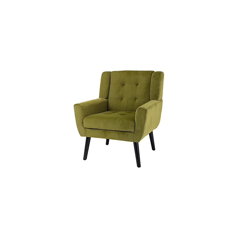 Armchair, Living Room Curved Back, Velvet Cushion, 250 Lbs Weight Capacity Ergonomics Accent Chair, Single Sofa for Bedroom 1 Upholstered 1 48.29 Green 48.29 L-Shape