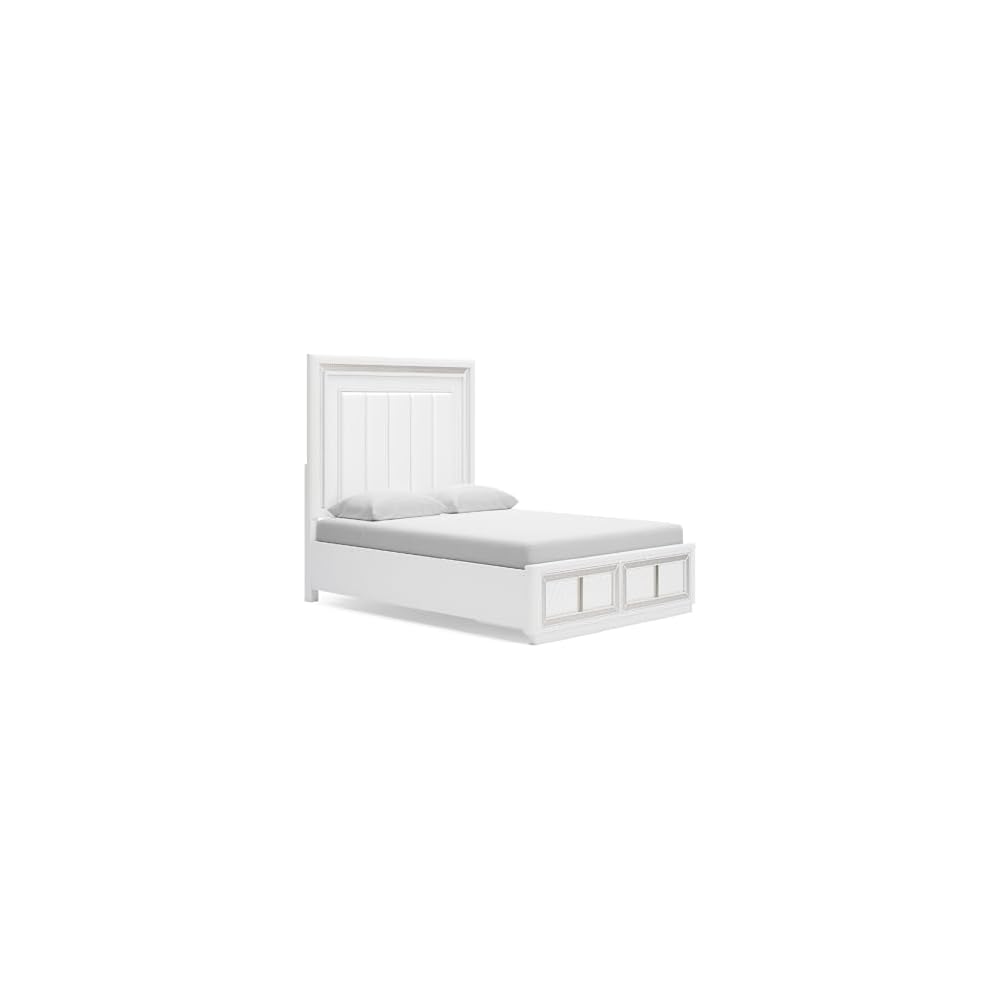 Signature Design by Ashley Chalanna Queen Upholstered Storage Bed, White