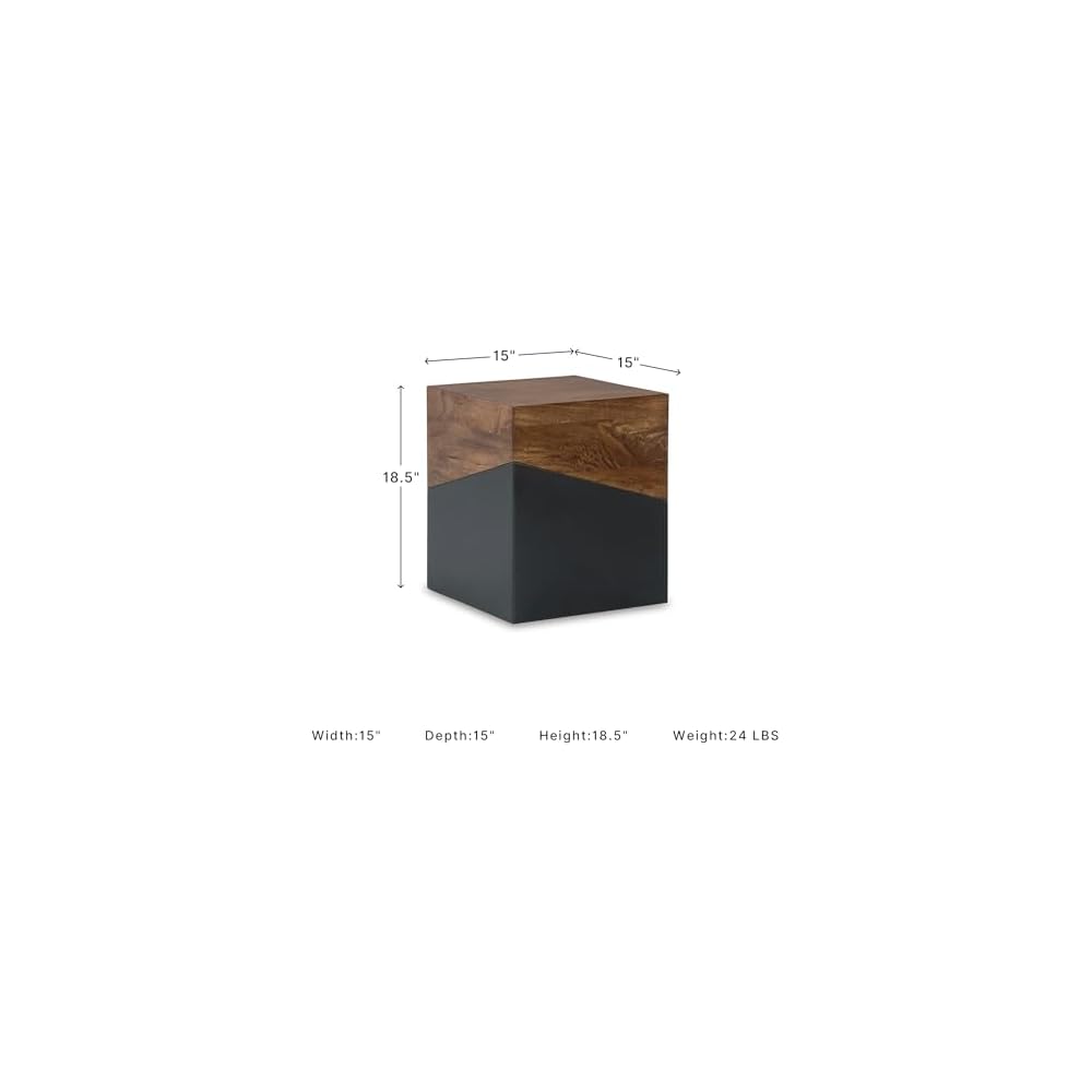 Signature Design by Ashley Accent End Table, Trailbend, Brown/Gunmetal