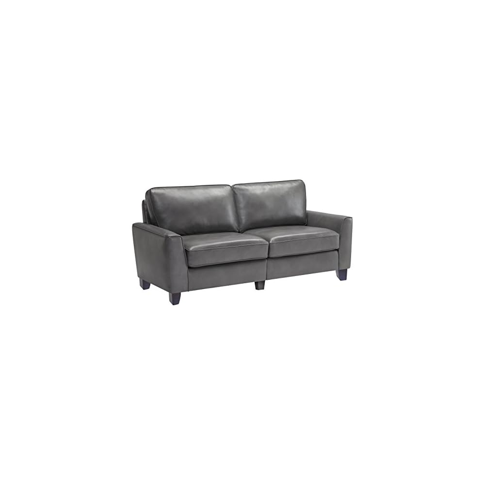 Serta Astoria Faux Leather Collection, Mid-Century Modern Living Room Couch, Ships in One Box, 78" Sofa, Brownstone