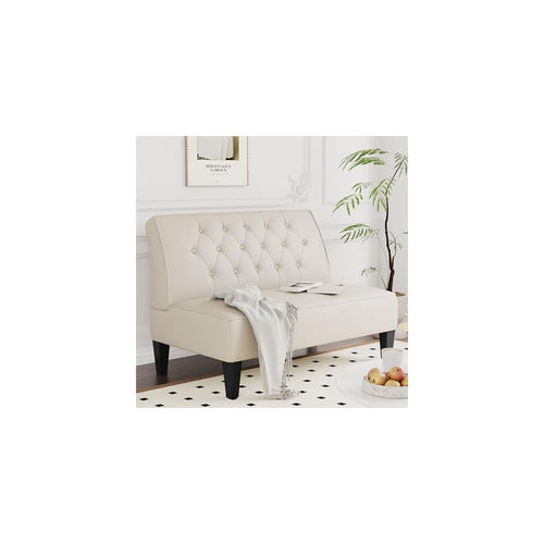 annjoe Button Tufted Loveseat Settee Upholstered Sofa Backrest Buckle Couch Banquette Bench for Dining Room Living Room Bedroom Funiture