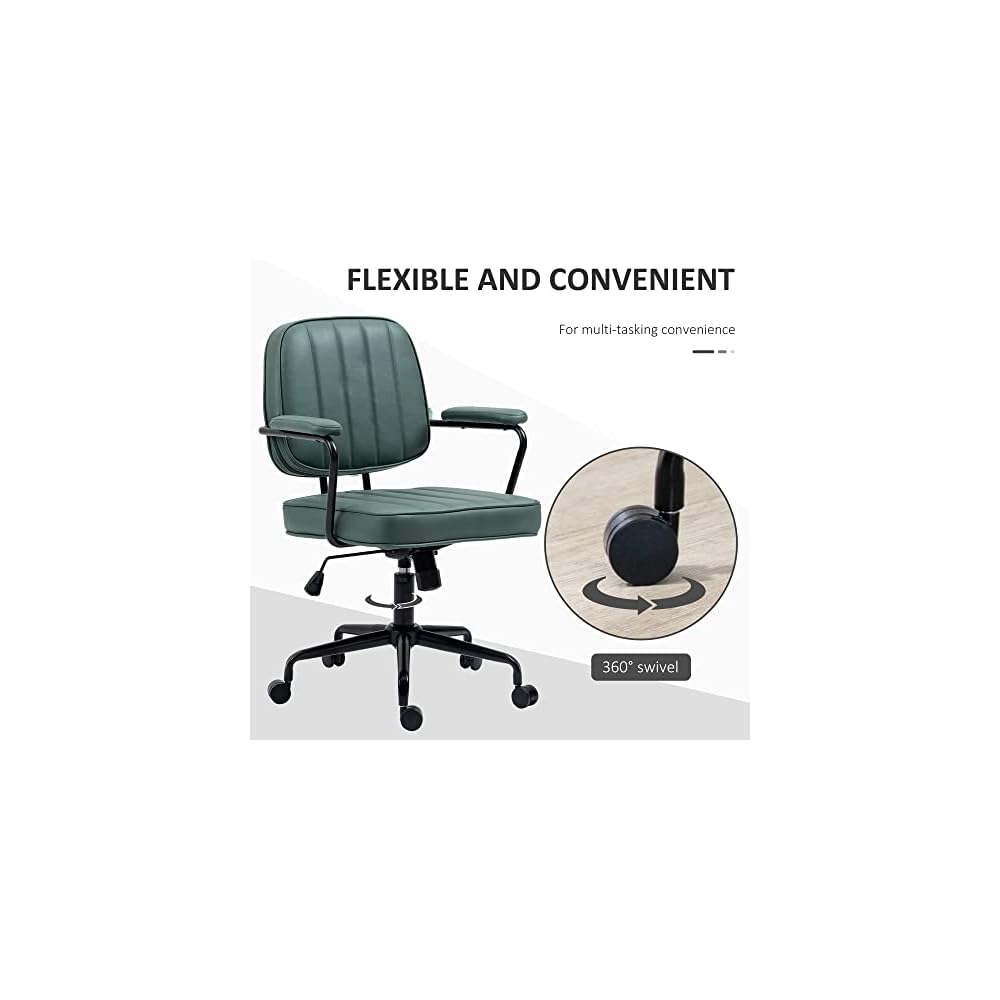 Home Office Chair, Adjustable Height and Tilt, Green Polyester Computer Desk Chair with Back Support, 264 lbs Capacity, Ideal for Long Workdays