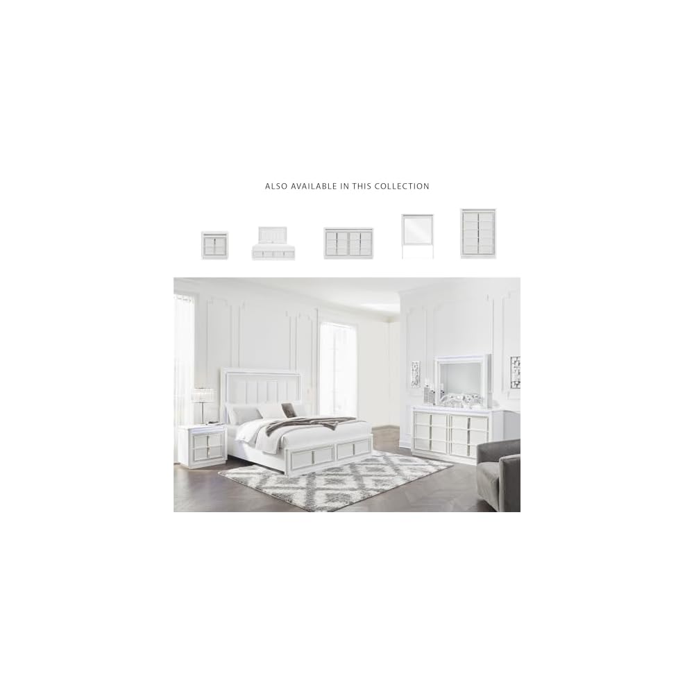 Signature Design by Ashley Chalanna Queen Upholstered Storage Bed, White