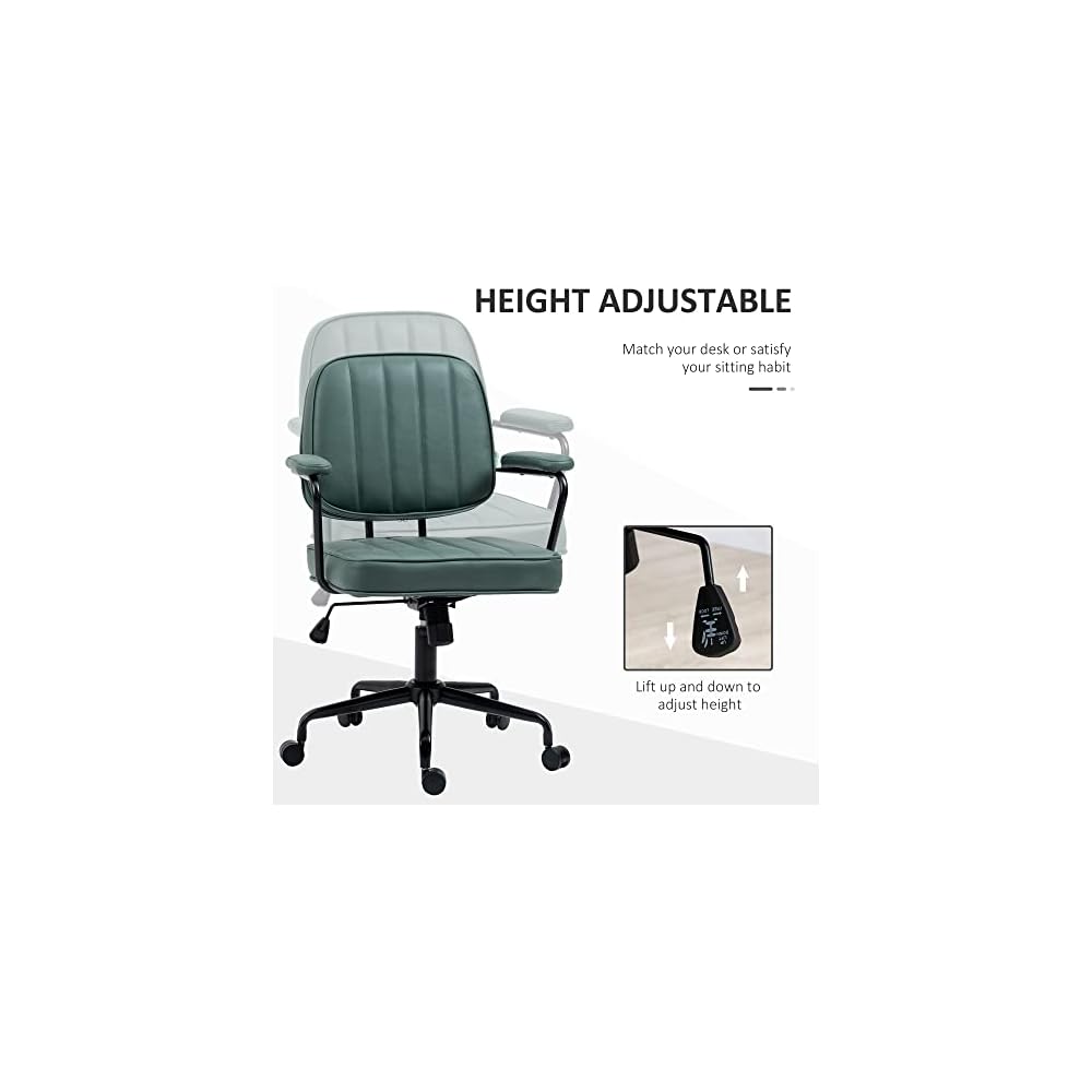 Home Office Chair, Adjustable Height and Tilt, Green Polyester Computer Desk Chair with Back Support, 264 lbs Capacity, Ideal for Long Workdays
