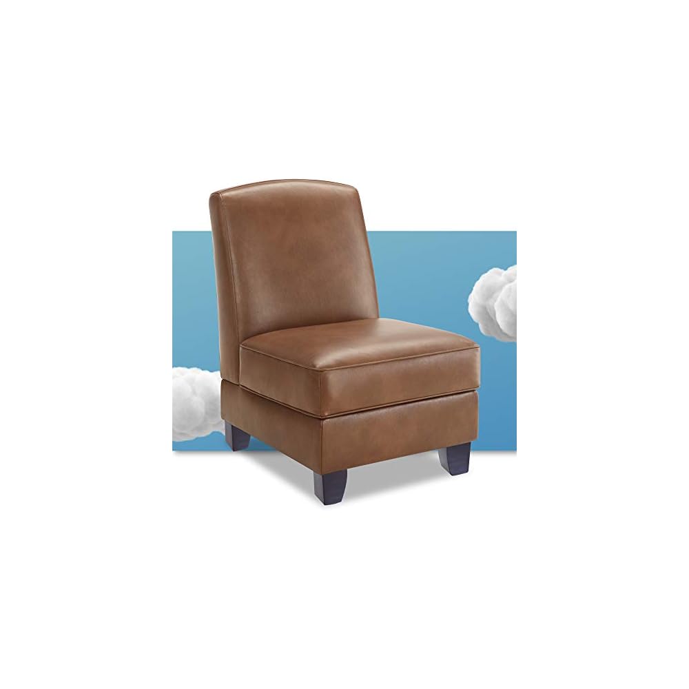 Serta Astoria Faux Leather Collection, Mid-Century Modern Living Room Couch, Ships in One Box, 78" Sofa, Brownstone
