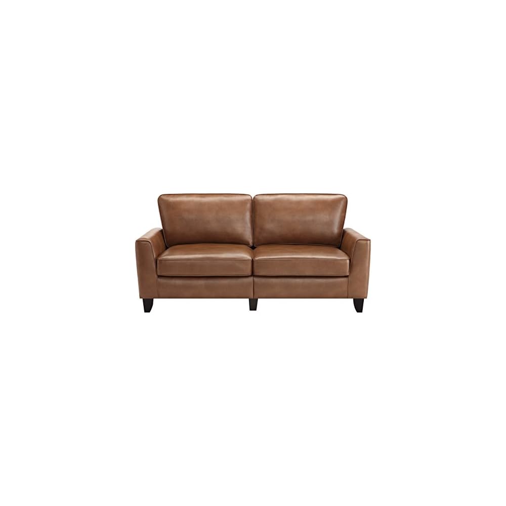 Serta Astoria Faux Leather Collection, Mid-Century Modern Living Room Couch, Ships in One Box, 78" Sofa, Brownstone