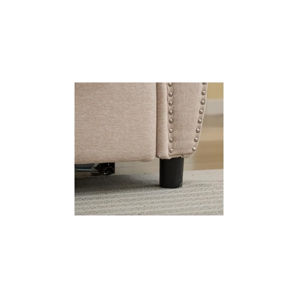 Pull Out Sofa Bed Queen Size, Sleeper Sofa with Memory Foam Mattress, 3 in 1 Convertible Pullout Couch Bed, 3-Seater Comfy Upholstered Loveseat Sofas for Living Room, Guest Room, RV (Beige Linen)