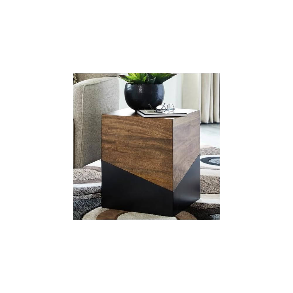 Signature Design by Ashley Accent End Table, Trailbend, Brown/Gunmetal