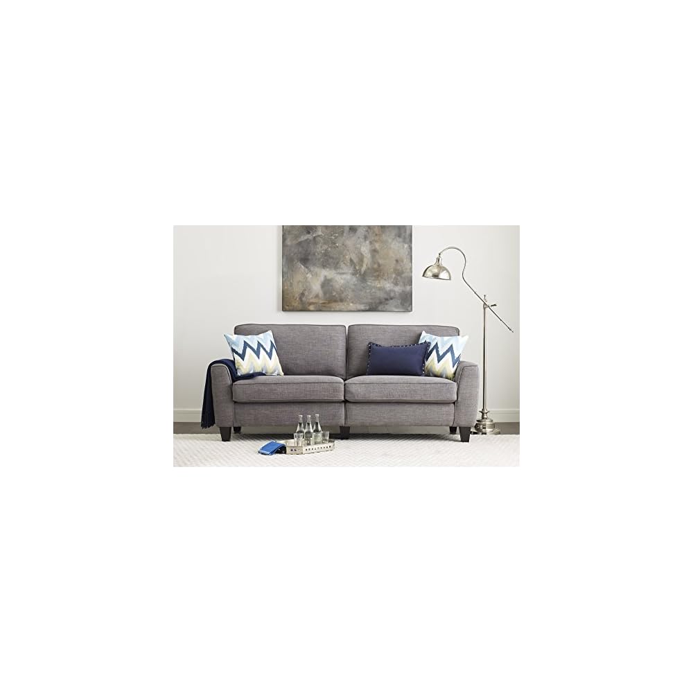 Serta Astoria Faux Leather Collection, Mid-Century Modern Living Room Couch, Ships in One Box, 78" Sofa, Brownstone