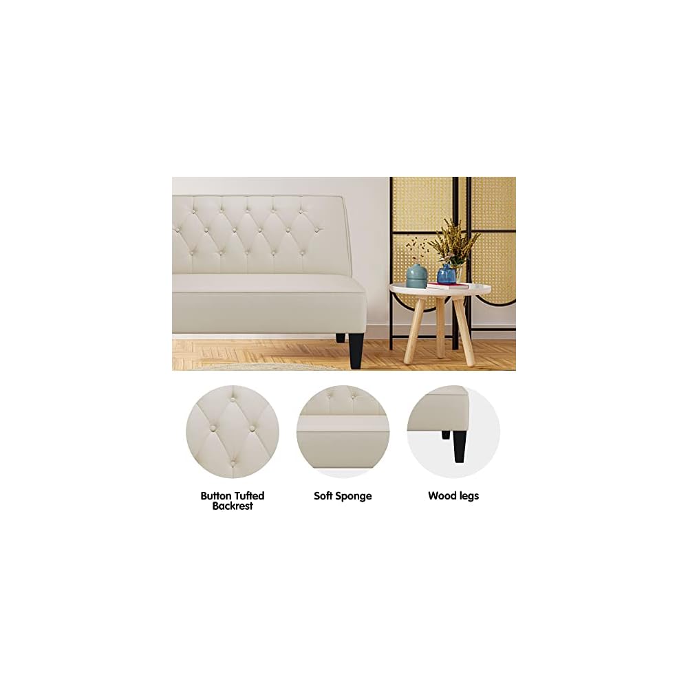 annjoe Button Tufted Loveseat Settee Upholstered Sofa Backrest Buckle Couch Banquette Bench for Dining Room Living Room Bedroom Funiture