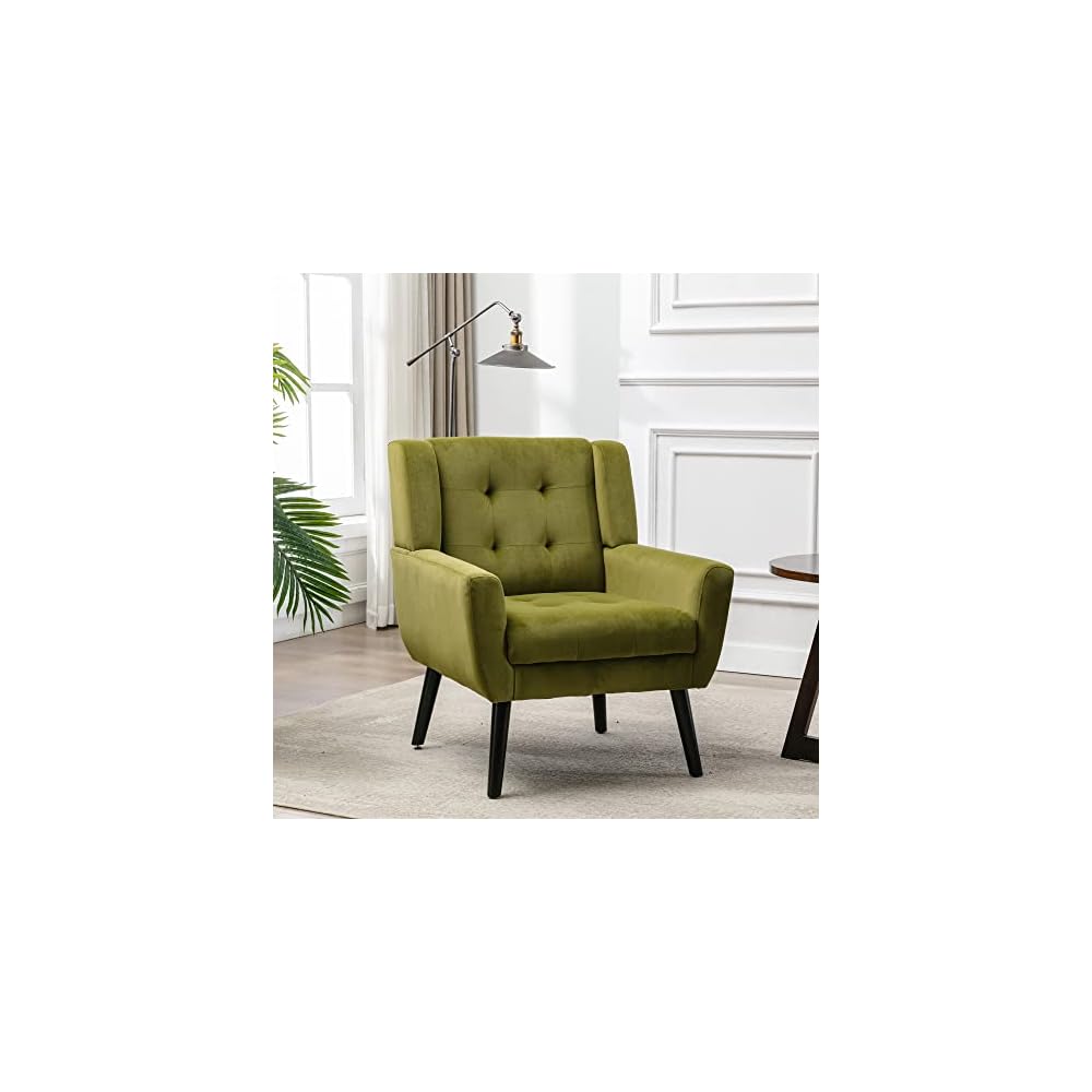 Armchair, Living Room Curved Back, Velvet Cushion, 250 Lbs Weight Capacity Ergonomics Accent Chair, Single Sofa for Bedroom 1 Upholstered 1 48.29 Green 48.29 L-Shape