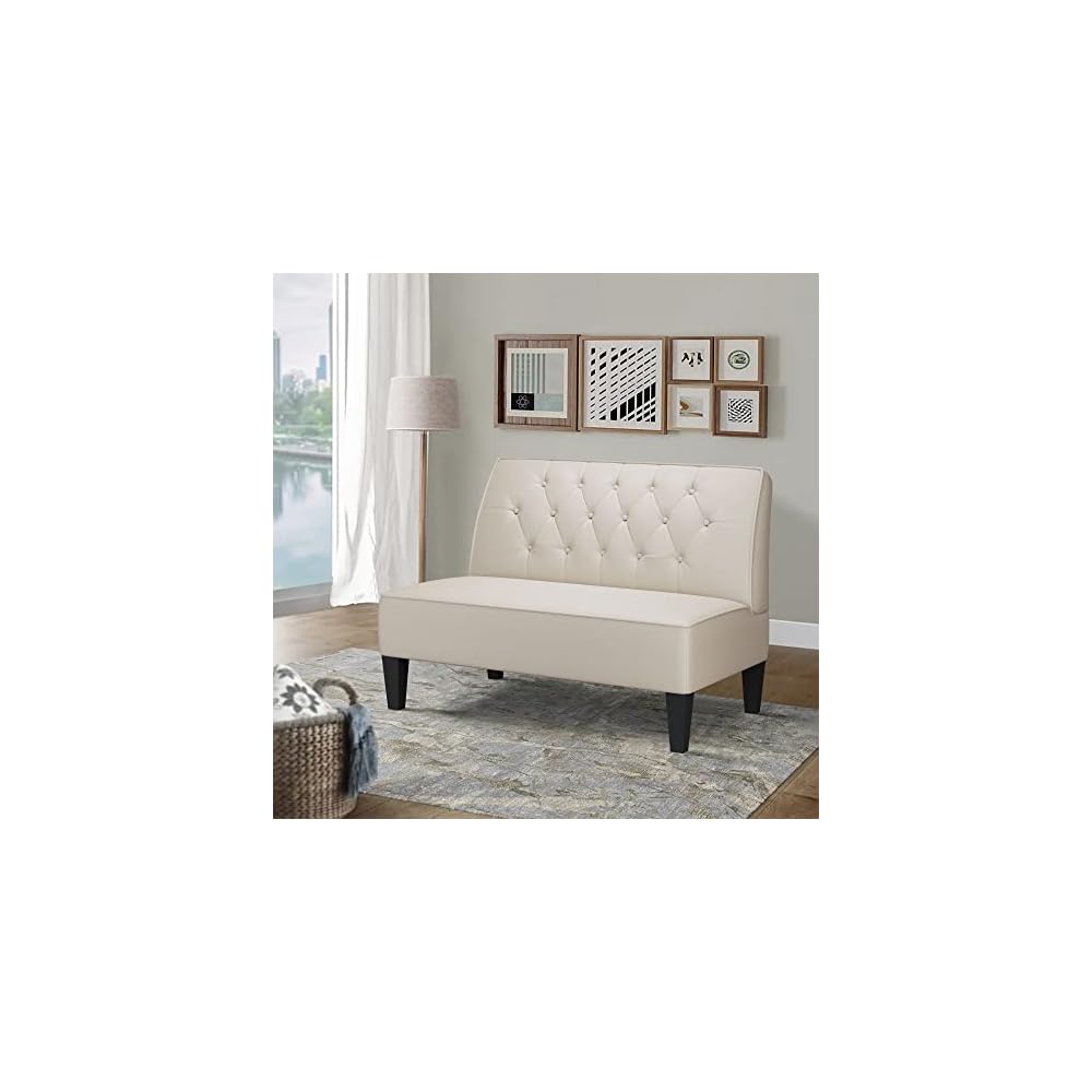 annjoe Button Tufted Loveseat Settee Upholstered Sofa Backrest Buckle Couch Banquette Bench for Dining Room Living Room Bedroom Funiture