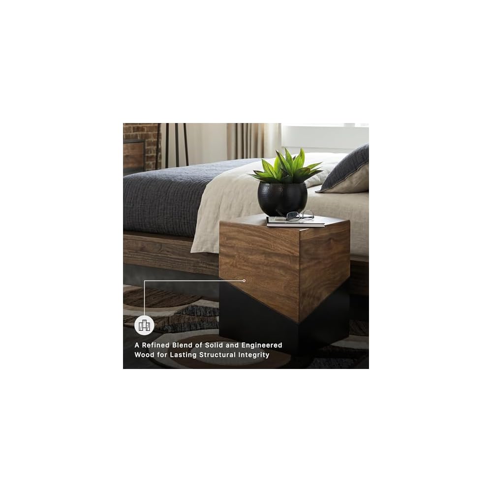 Signature Design by Ashley Accent End Table, Trailbend, Brown/Gunmetal
