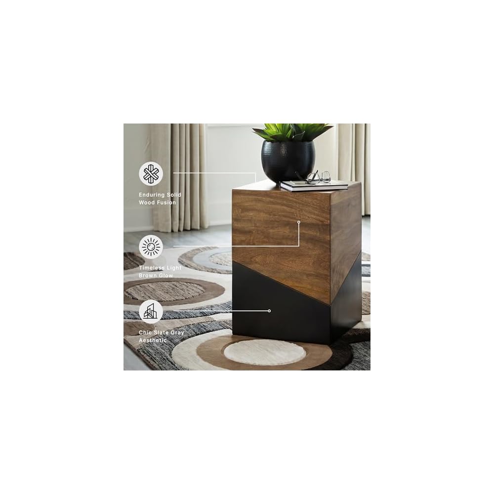 Signature Design by Ashley Accent End Table, Trailbend, Brown/Gunmetal