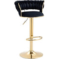 Velvet Bar Stools Adjustable Swivel Woven Back Gold Metal Kitchen Island