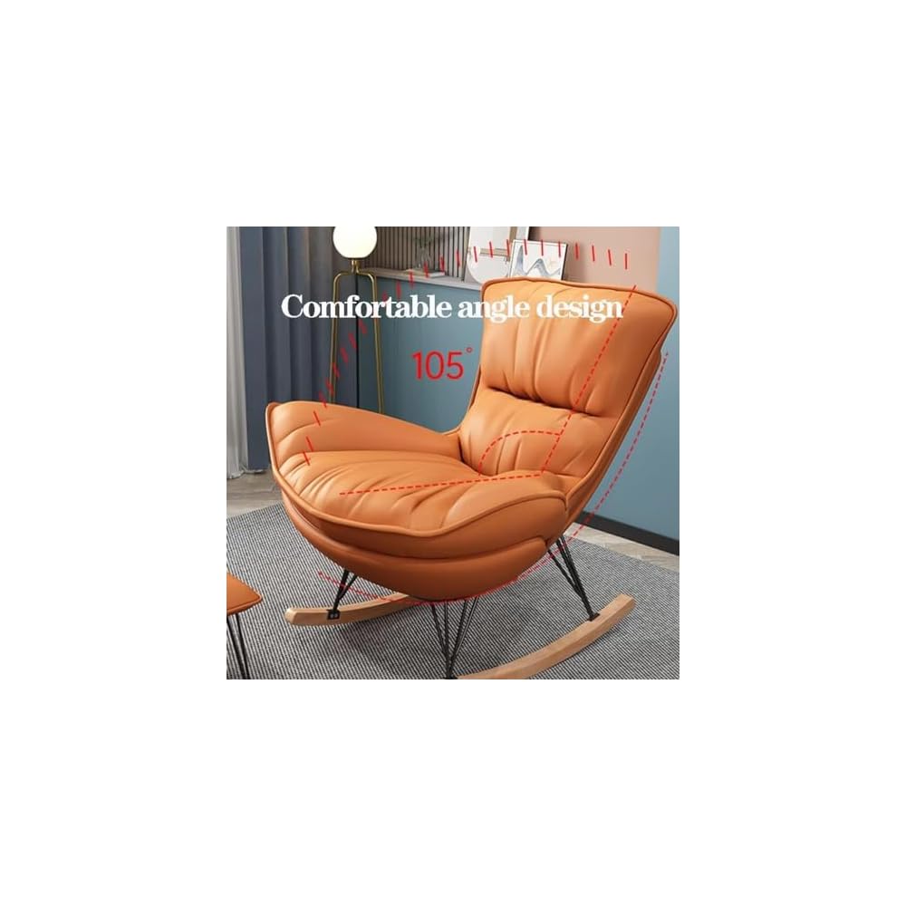 Modern Upholstered Rocking Chair with Footrest - Waterproof Tech Cloth Armchair for Living Room & Bedroom - Comfortable Side Chair for Ultimate Relaxation & Style