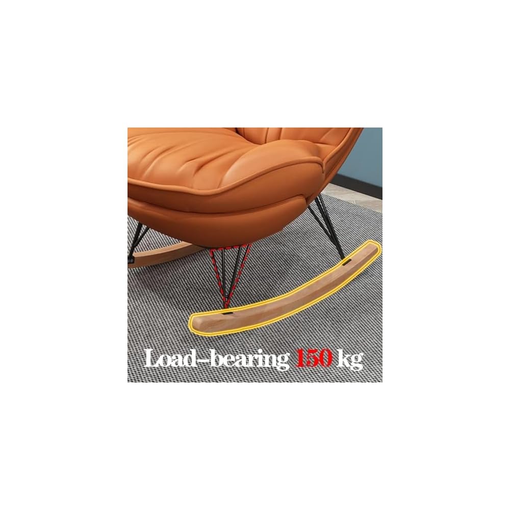 Modern Upholstered Rocking Chair with Footrest - Waterproof Tech Cloth Armchair for Living Room & Bedroom - Comfortable Side Chair for Ultimate Relaxation & Style