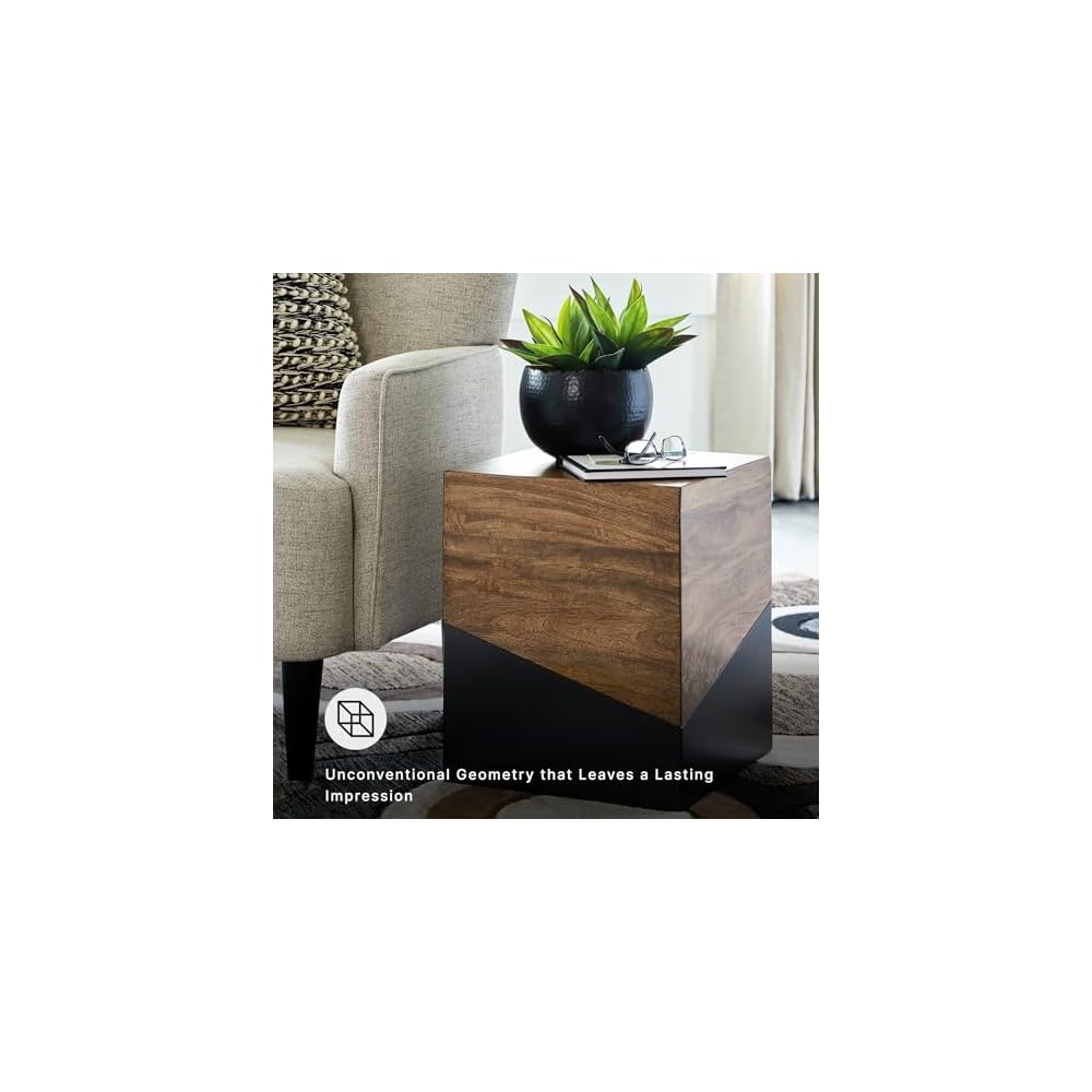Signature Design by Ashley Accent End Table, Trailbend, Brown/Gunmetal