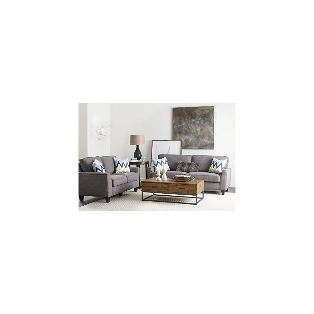 Serta Astoria Faux Leather Collection, Mid-Century Modern Living Room Couch, Ships in One Box, 78" Sofa, Brownstone