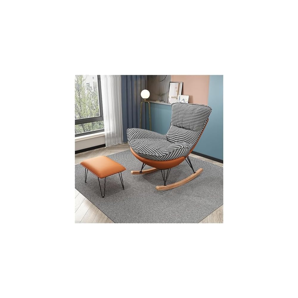 Modern Upholstered Rocking Chair with Footrest - Waterproof Tech Cloth Armchair for Living Room & Bedroom - Comfortable Side Chair for Ultimate Relaxation & Style