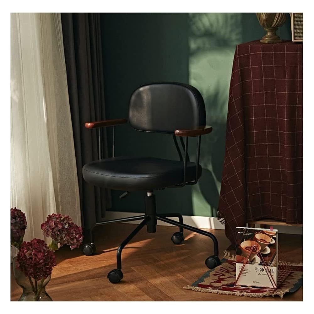 Office Chair, Faux Leather Back Desk Chair with Armrests, Height Adjustable Swivel Chair, Ergonomic Executive Chair with Firm Seat Cushion for Home Work (Color: B) (F)