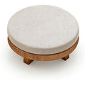 Wooden Stool Wooden Low Table paired with Japanese Floor Chair with Cushion, Armchair with Backrest, Meditation Legless Back Rest Chairs for Living Room, Balcony(Round Stool)